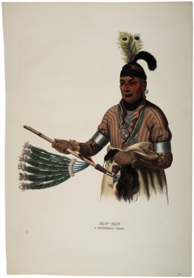 Naw-kaw, Winnebago Chief, print made by Thomas Loraine McKenney, c.1840 by Charles Bird King